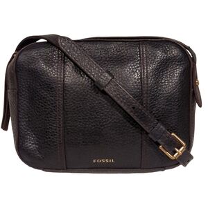 Fossil Gemma Pebbled Leather Crossbody Camera Bag In Black